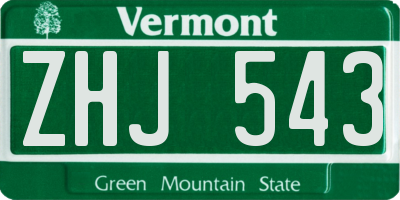 VT license plate ZHJ543