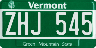 VT license plate ZHJ545