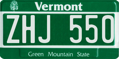 VT license plate ZHJ550