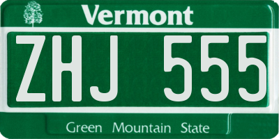 VT license plate ZHJ555