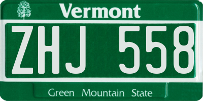 VT license plate ZHJ558