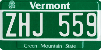 VT license plate ZHJ559