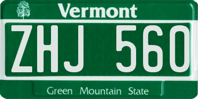 VT license plate ZHJ560