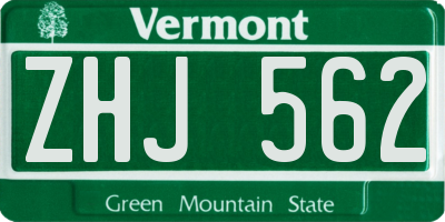VT license plate ZHJ562