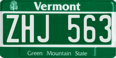 VT license plate ZHJ563