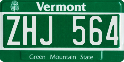 VT license plate ZHJ564