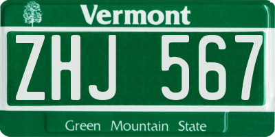 VT license plate ZHJ567