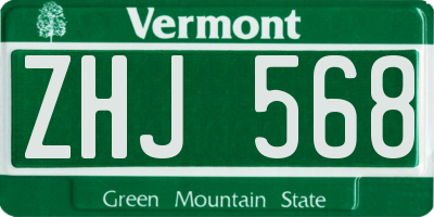 VT license plate ZHJ568