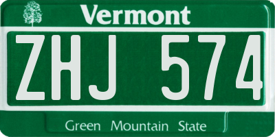 VT license plate ZHJ574