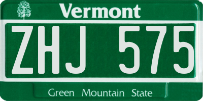 VT license plate ZHJ575