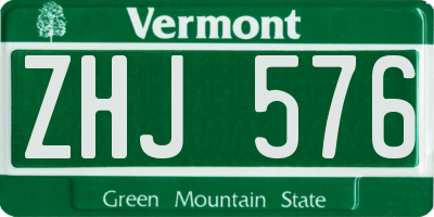 VT license plate ZHJ576