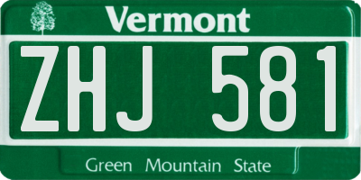VT license plate ZHJ581