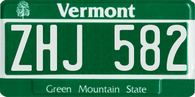 VT license plate ZHJ582