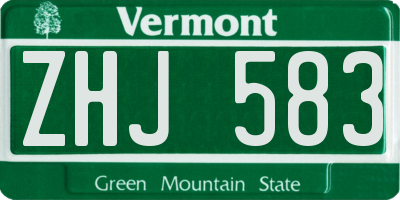 VT license plate ZHJ583