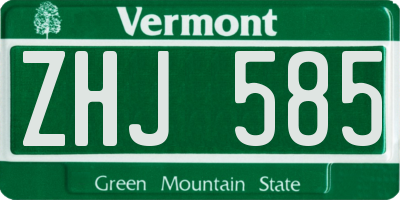VT license plate ZHJ585