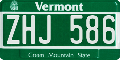 VT license plate ZHJ586