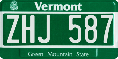 VT license plate ZHJ587
