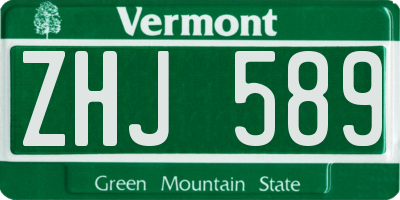 VT license plate ZHJ589