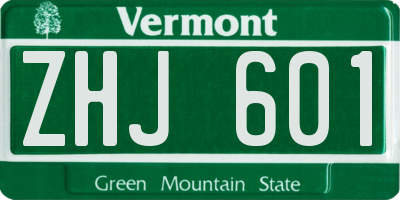 VT license plate ZHJ601