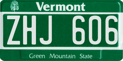 VT license plate ZHJ606