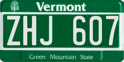 VT license plate ZHJ607