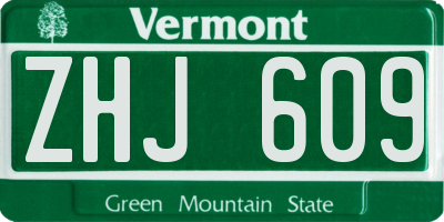 VT license plate ZHJ609