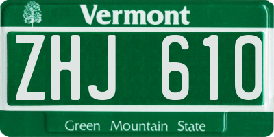 VT license plate ZHJ610