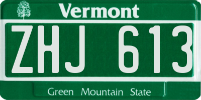 VT license plate ZHJ613
