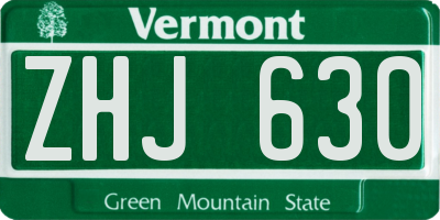 VT license plate ZHJ630