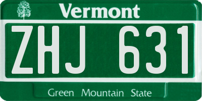 VT license plate ZHJ631