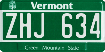 VT license plate ZHJ634