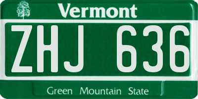 VT license plate ZHJ636