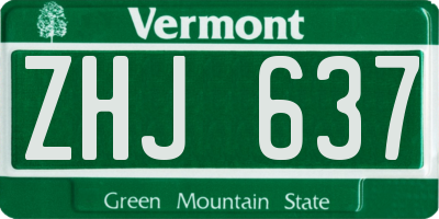 VT license plate ZHJ637