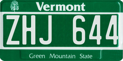 VT license plate ZHJ644