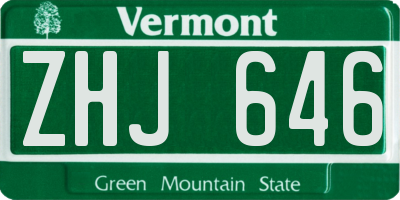 VT license plate ZHJ646