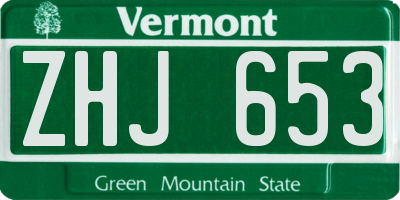 VT license plate ZHJ653