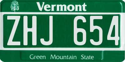 VT license plate ZHJ654