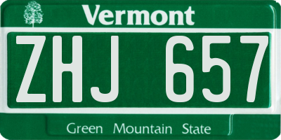 VT license plate ZHJ657
