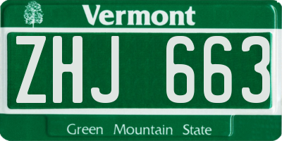 VT license plate ZHJ663