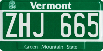 VT license plate ZHJ665