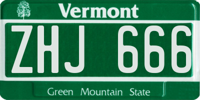 VT license plate ZHJ666