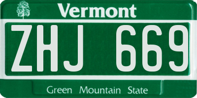 VT license plate ZHJ669