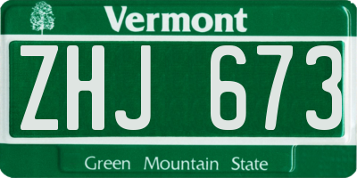 VT license plate ZHJ673