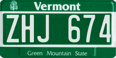 VT license plate ZHJ674