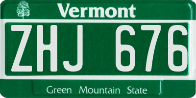 VT license plate ZHJ676