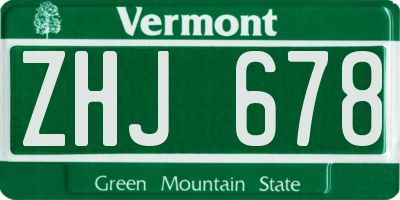 VT license plate ZHJ678
