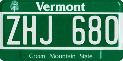 VT license plate ZHJ680