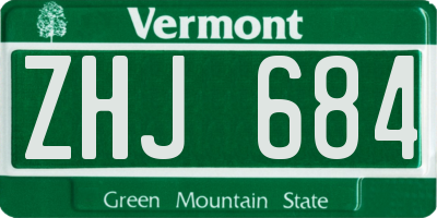 VT license plate ZHJ684