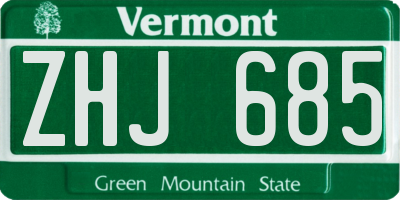 VT license plate ZHJ685