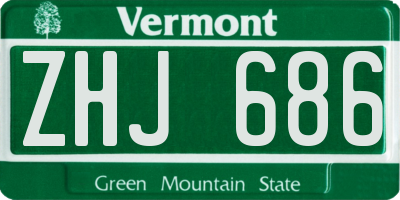 VT license plate ZHJ686